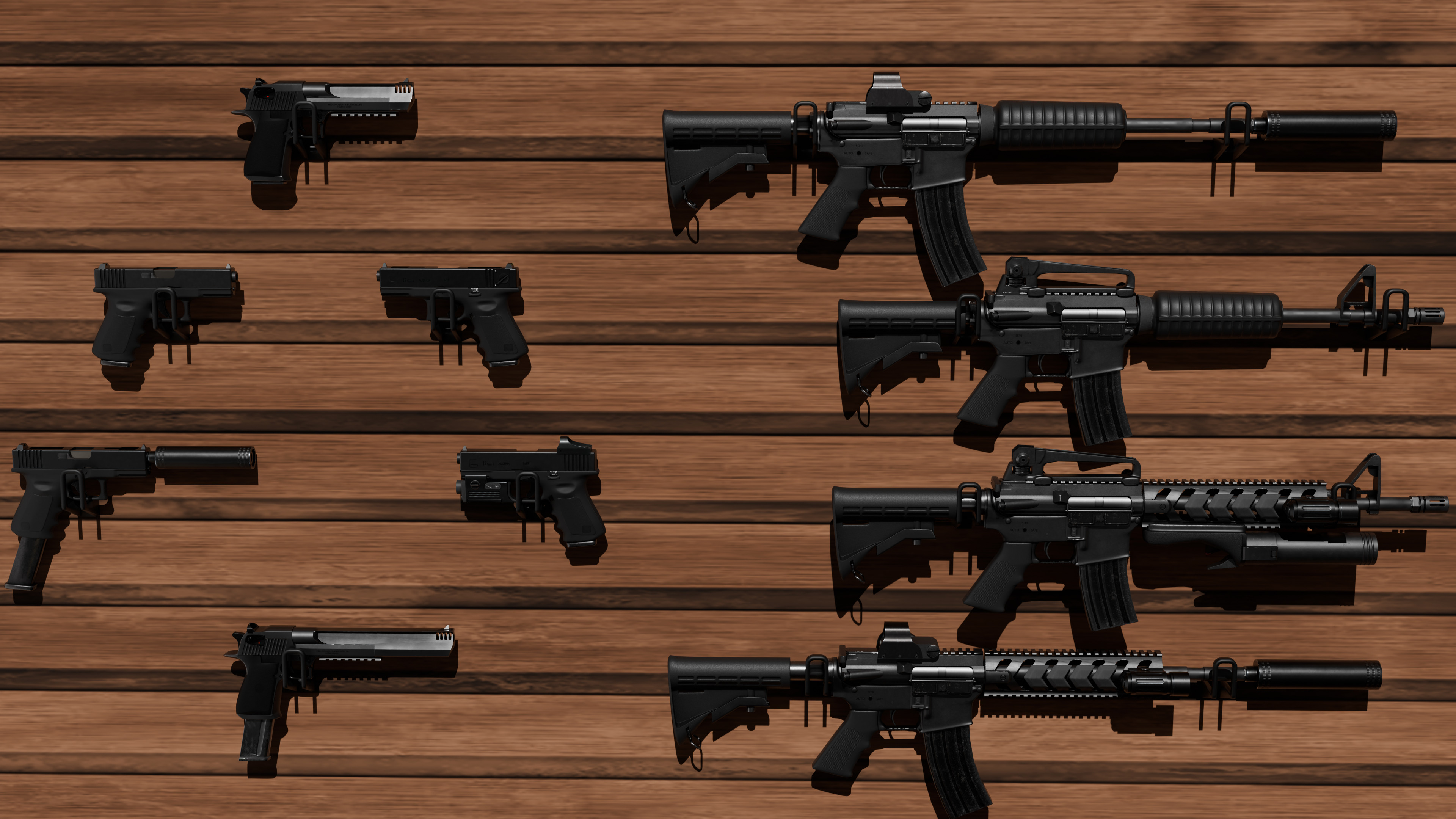 detail low poly weapon pack shotgun sniper m4 g19 dEgle Low-poly 3D model_3