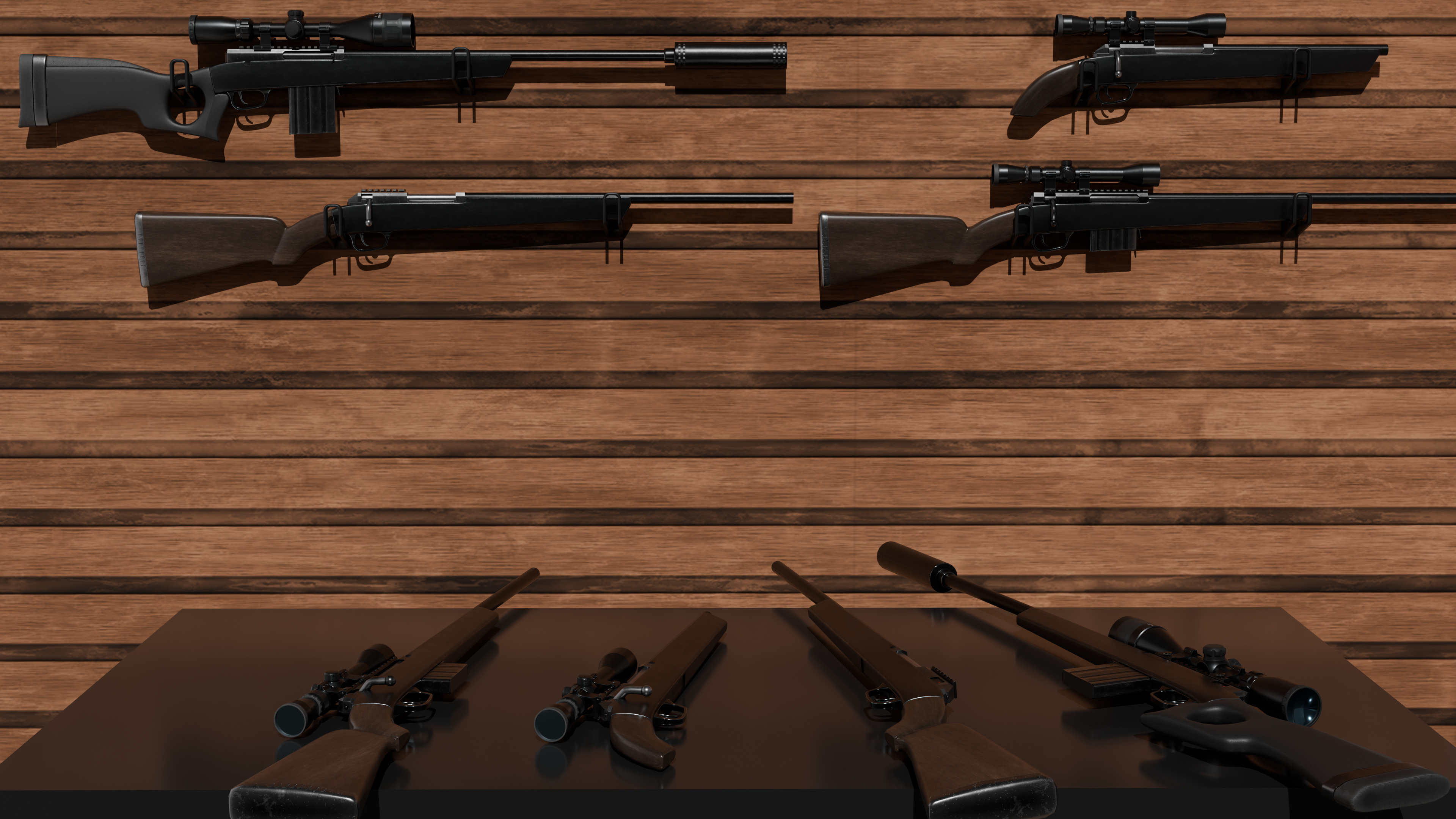 detail low poly weapon pack shotgun sniper m4 g19 dEgle Low-poly 3D model_48