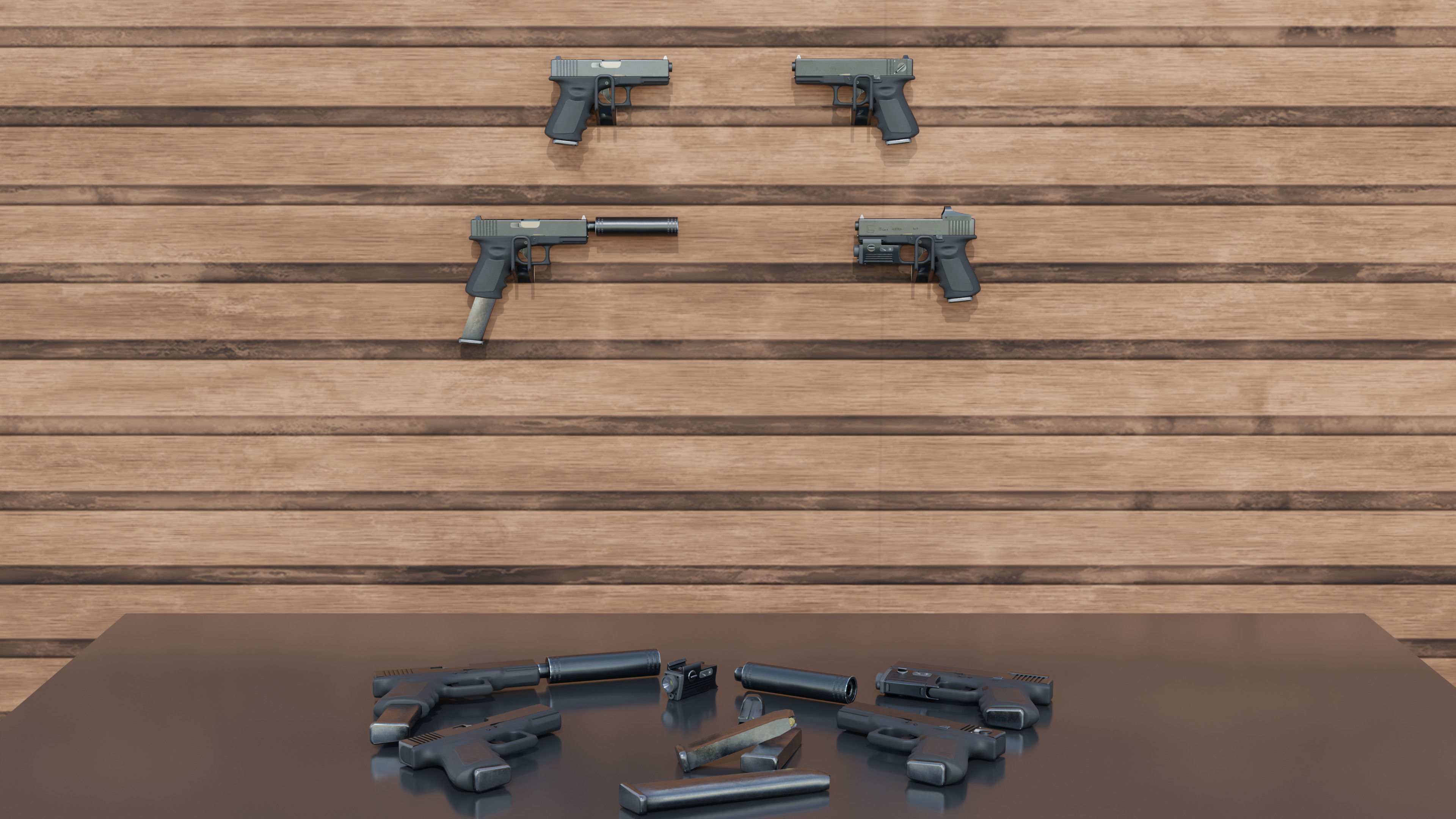 detail low poly weapon pack shotgun sniper m4 g19 dEgle Low-poly 3D model_6
