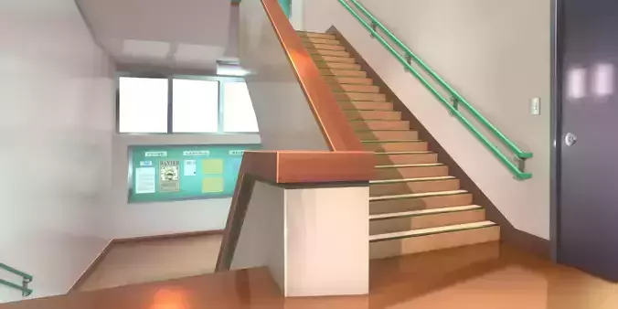 3D Stylized Anime School Scenery