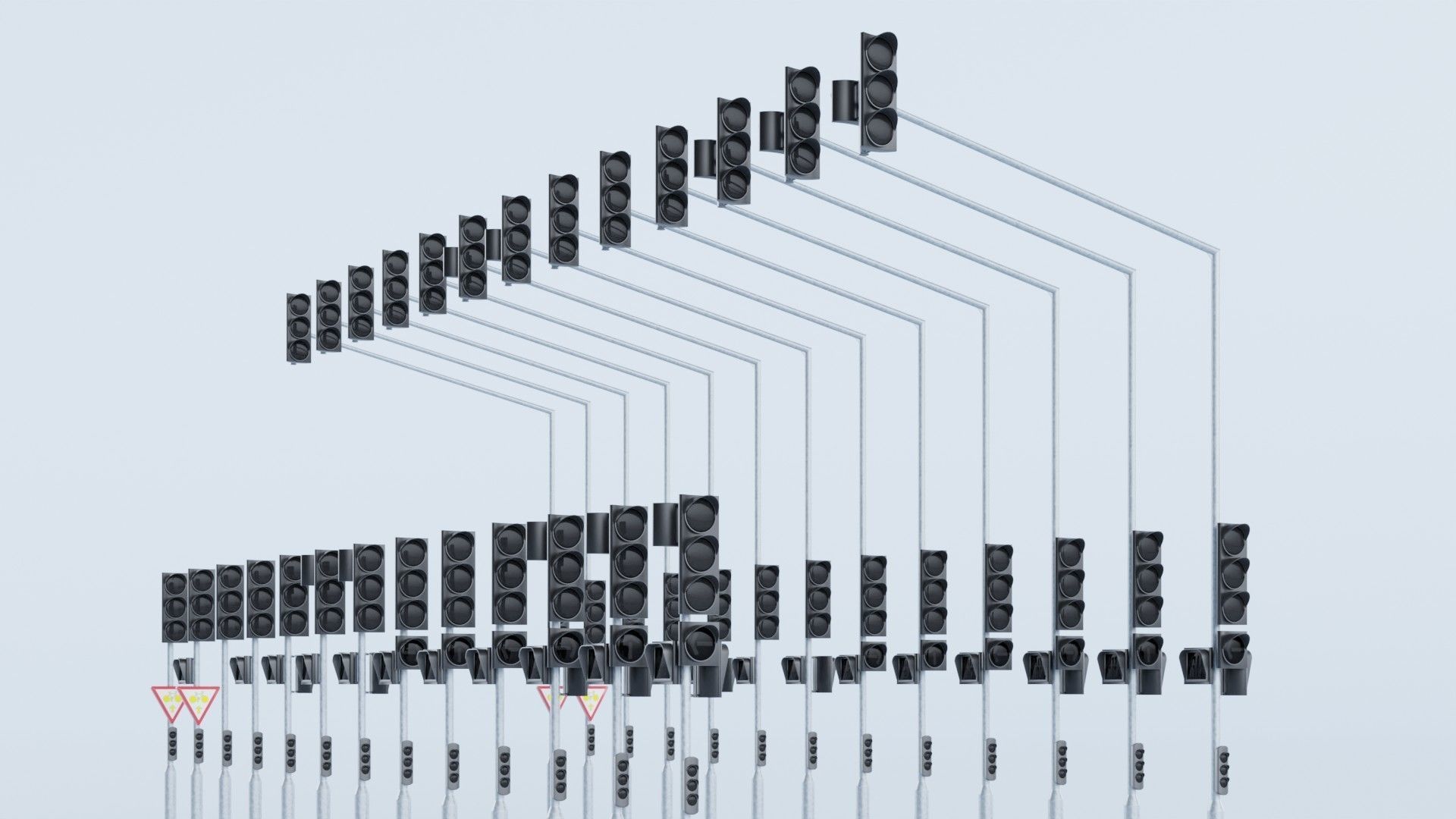 Traffic Lights and French Road Signs 3D model_4