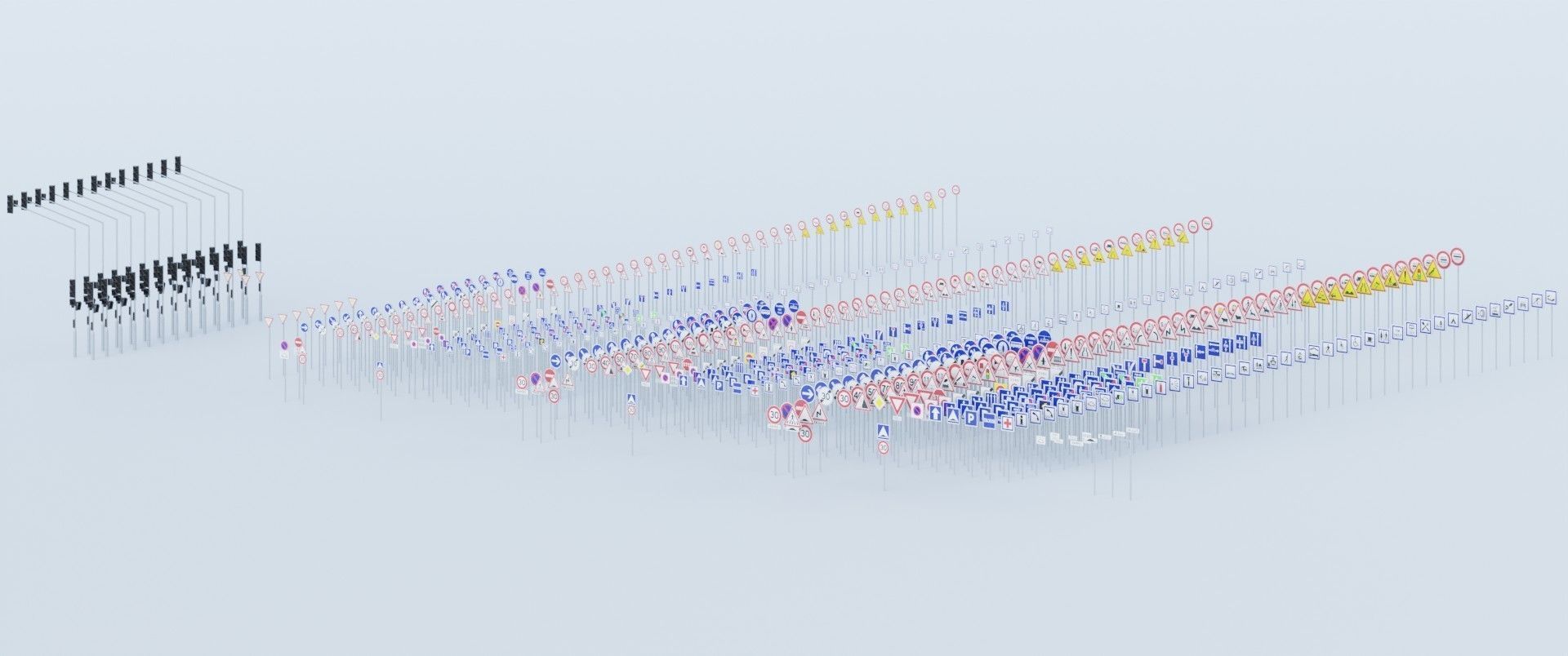 Traffic Lights and French Road Signs 3D model_3