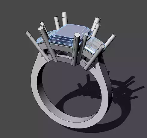 Bespoke 3 emerald cut engagement ring