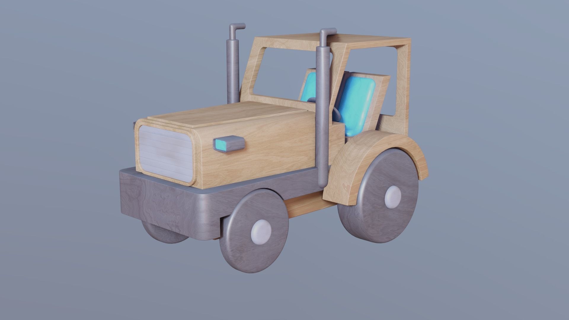 WOODEN TRACTOR TOY - RogueFilmProductions Low-poly 3D model_2