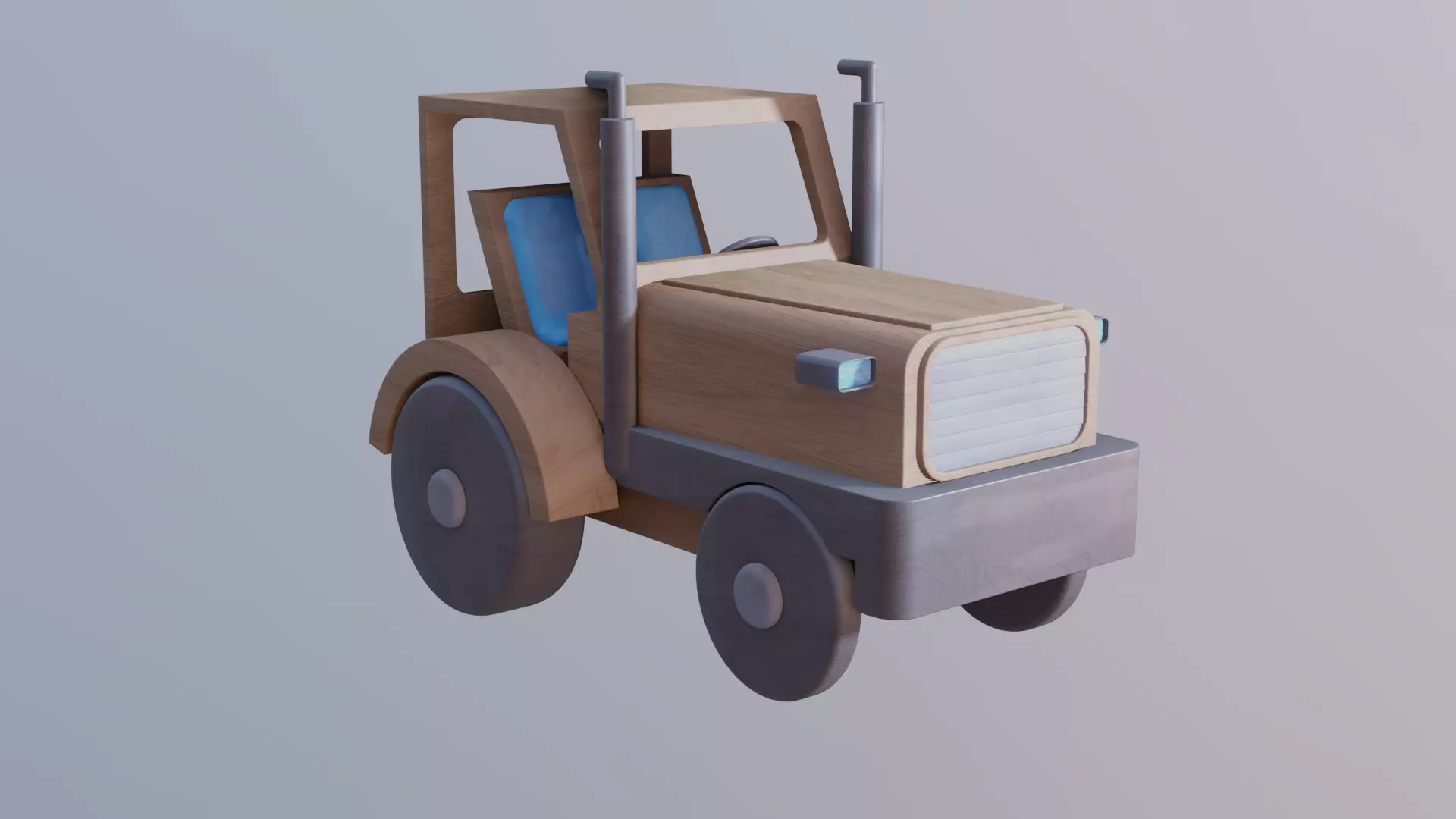 WOODEN TRACTOR TOY - RogueFilmProductions Low-poly 3D model_0