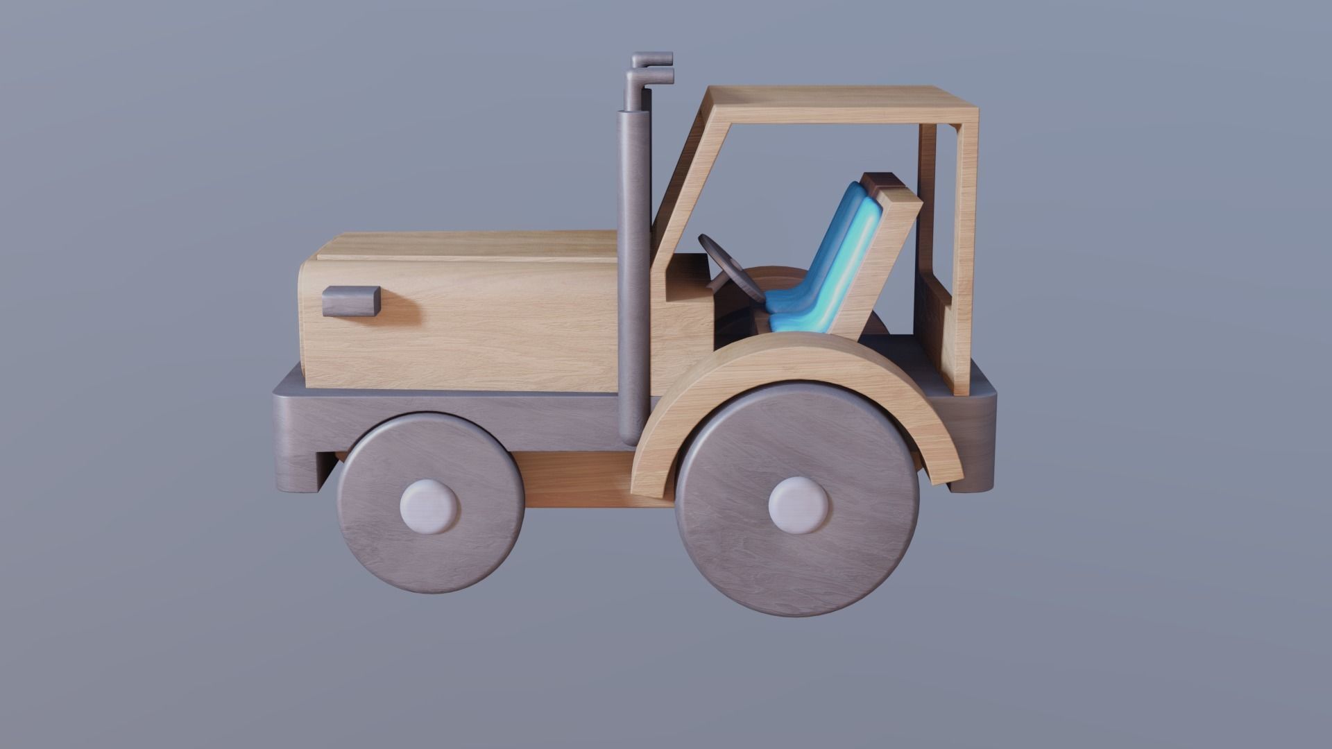 WOODEN TRACTOR TOY - RogueFilmProductions Low-poly 3D model_3