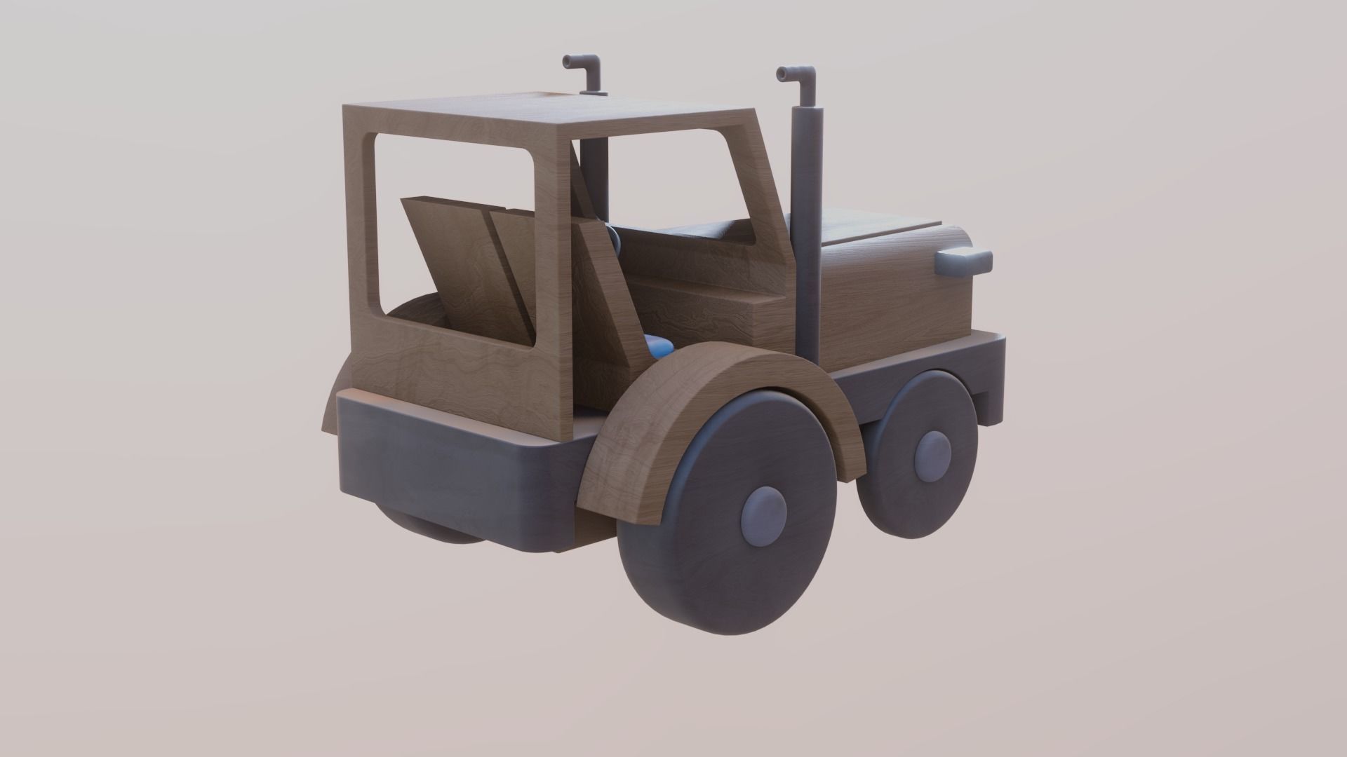 WOODEN TRACTOR TOY - RogueFilmProductions Low-poly 3D model_6
