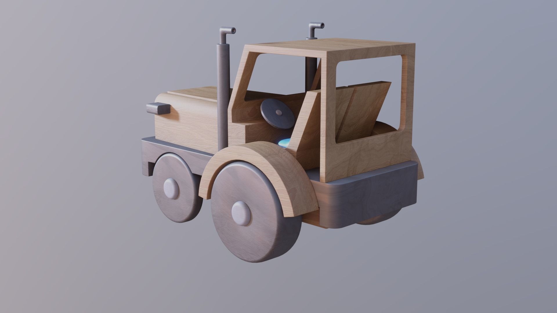 WOODEN TRACTOR TOY - RogueFilmProductions Low-poly 3D model_4