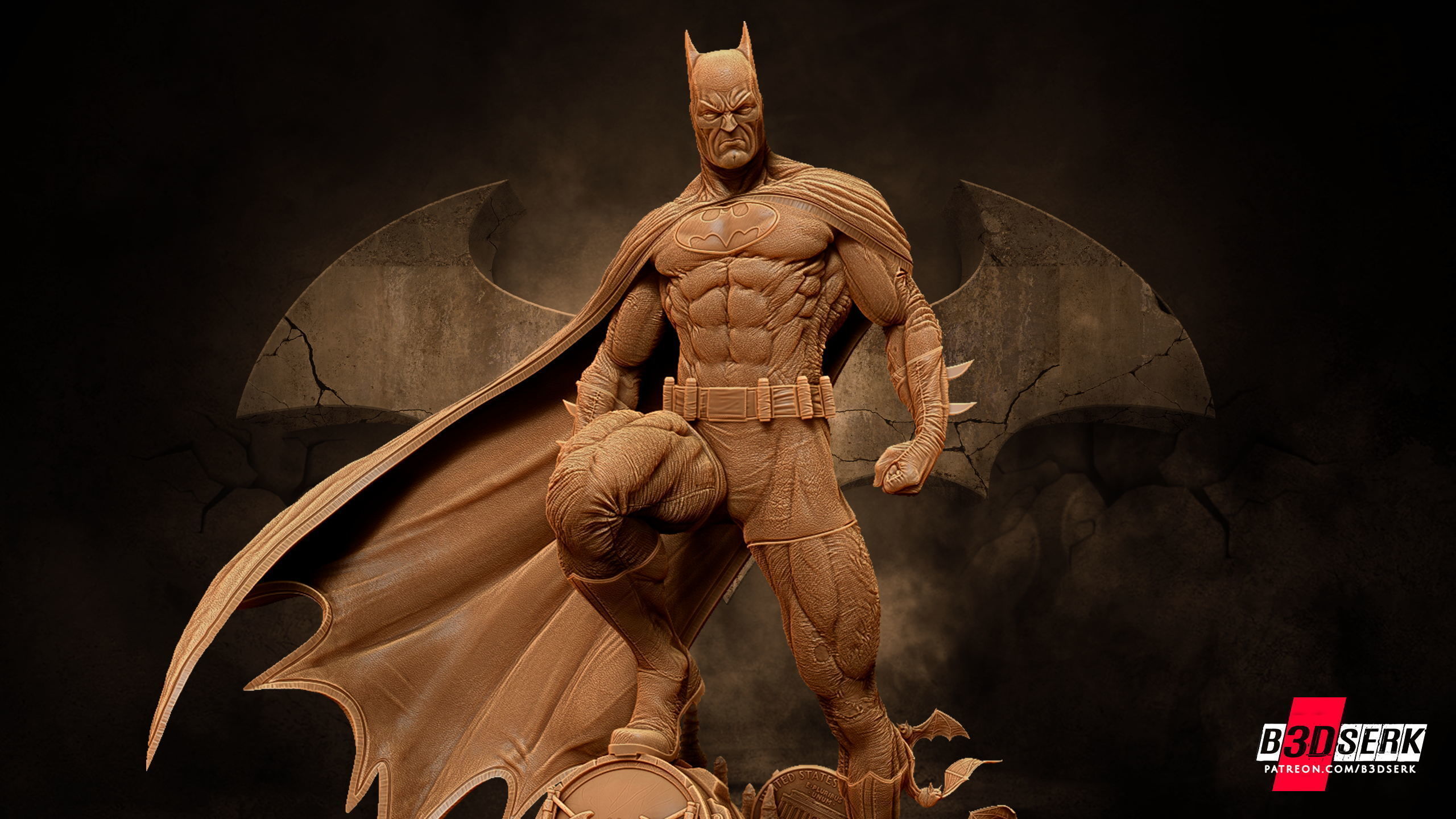 B3DSERK Batman Sculpture Tested for 3D printing 3D print model_62
