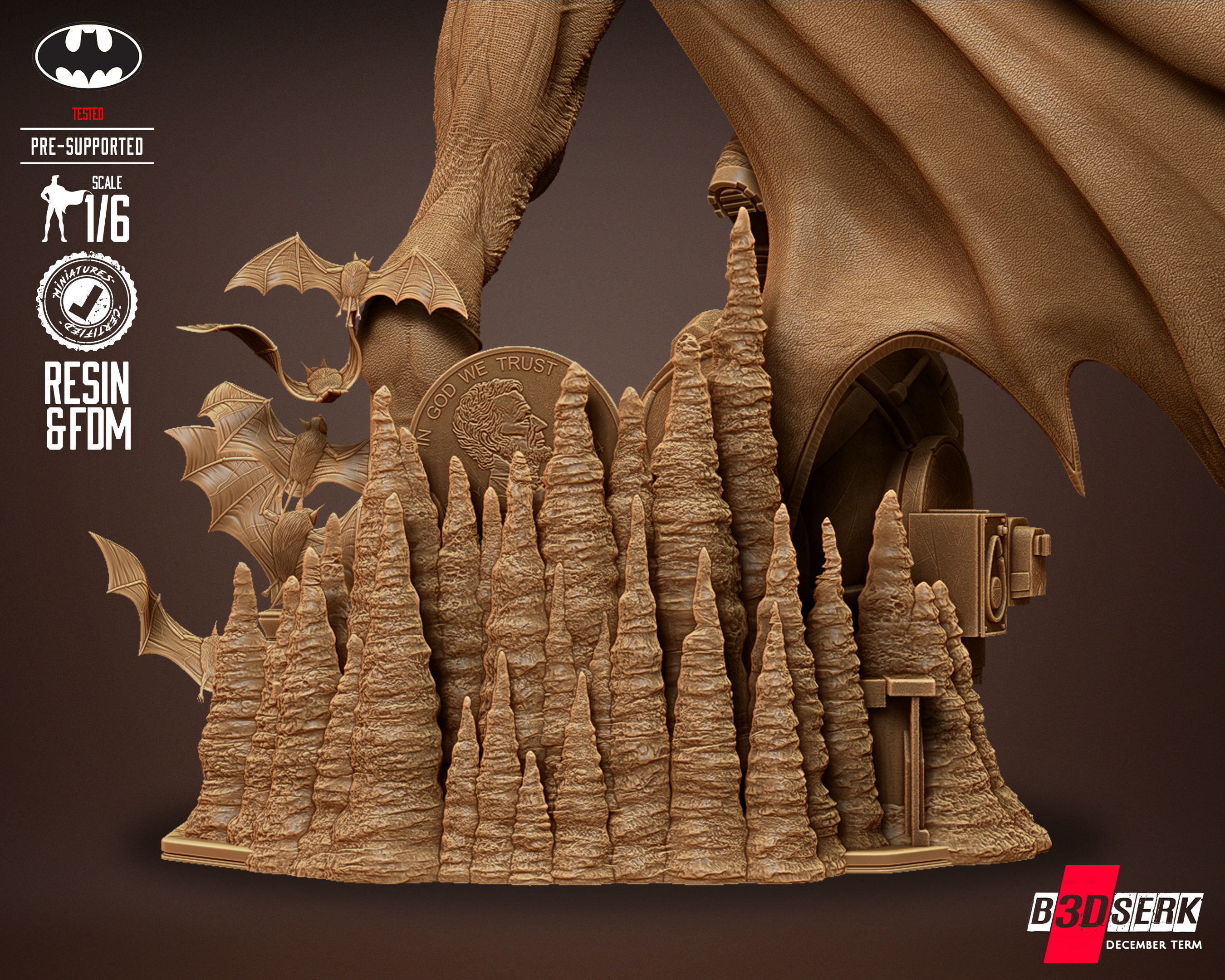 B3DSERK Batman Sculpture Tested for 3D printing 3D print model_45