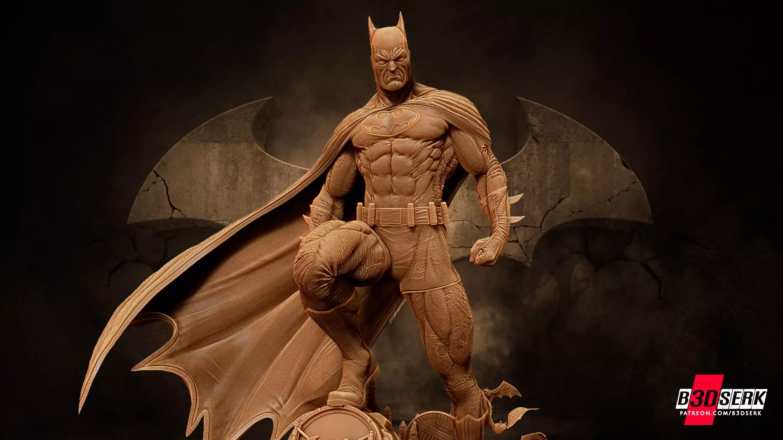 B3DSERK Batman Sculpture Tested for 3D printing 3D print model_0