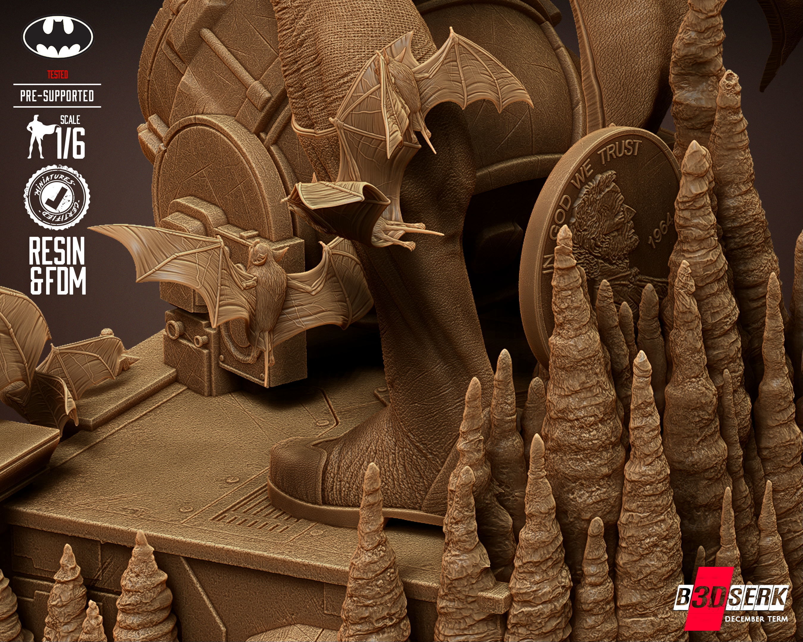 B3DSERK Batman Sculpture Tested for 3D printing 3D print model_30
