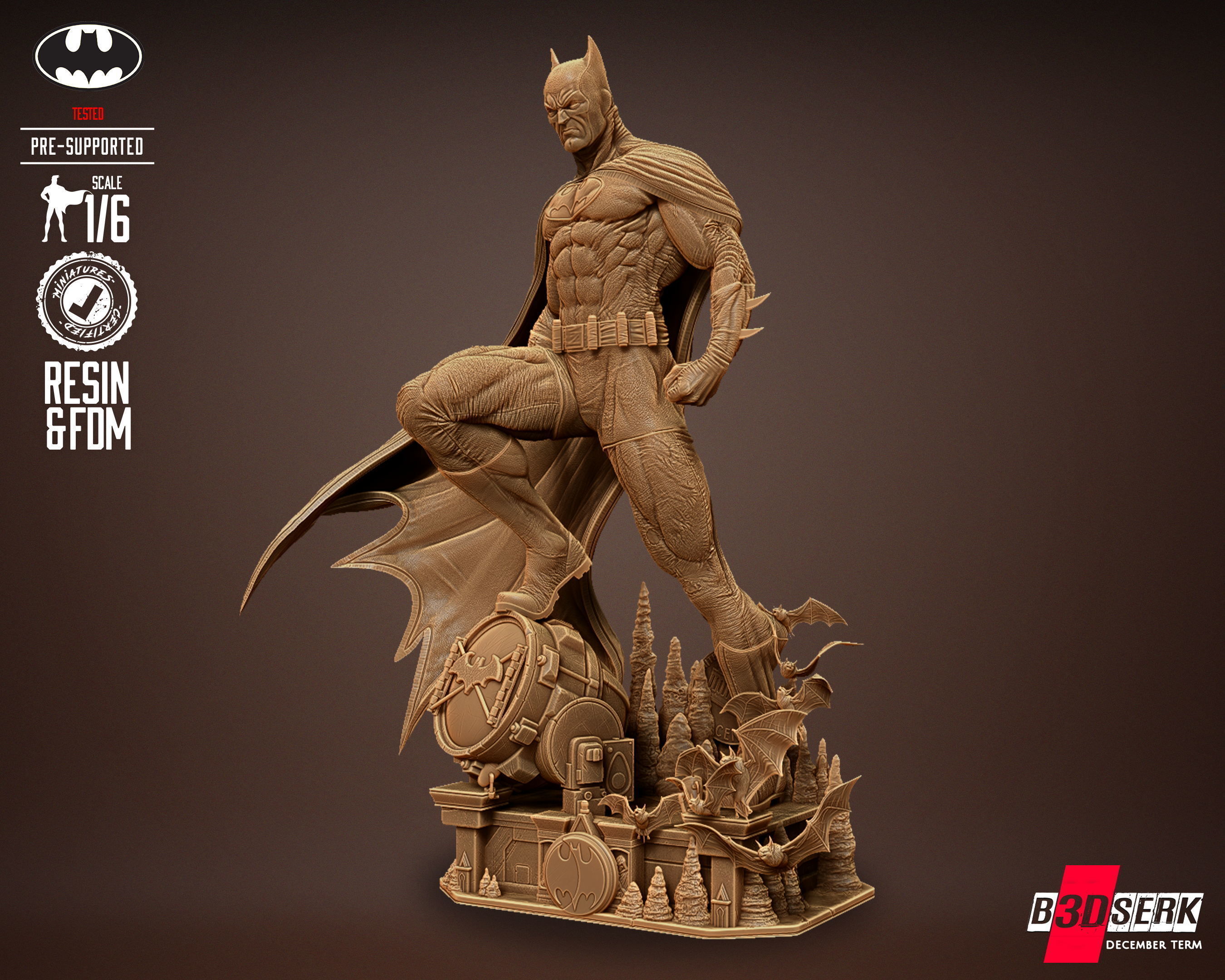 B3DSERK Batman Sculpture Tested for 3D printing 3D print model_64
