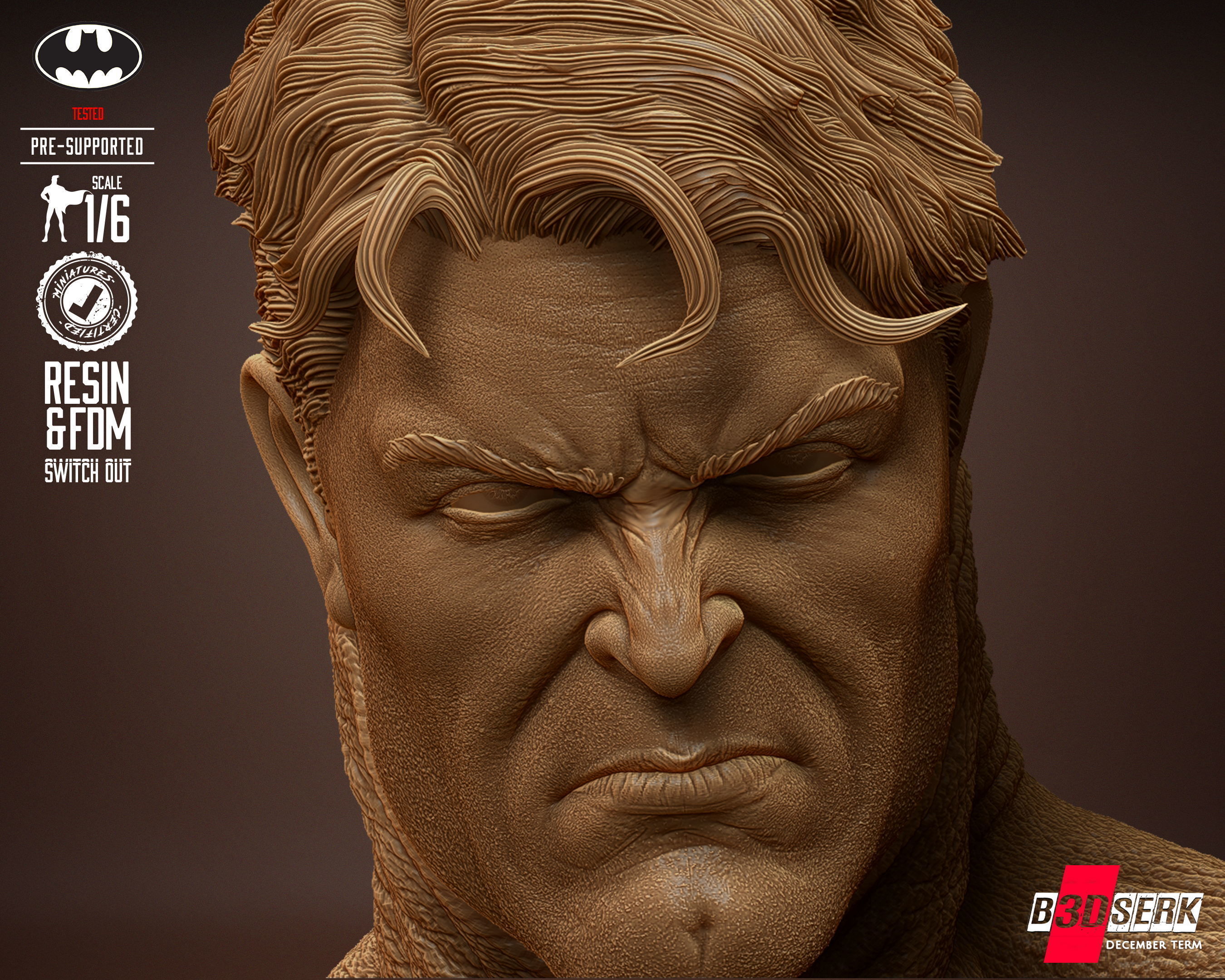 B3DSERK Batman Sculpture Tested for 3D printing 3D print model_51