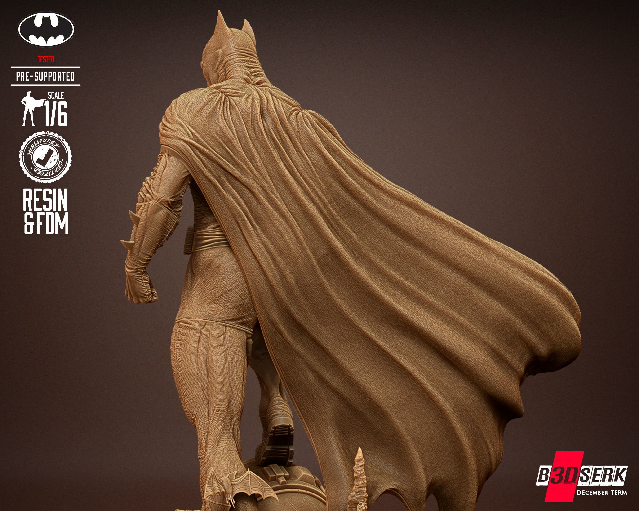 B3DSERK Batman Sculpture Tested for 3D printing 3D print model_40