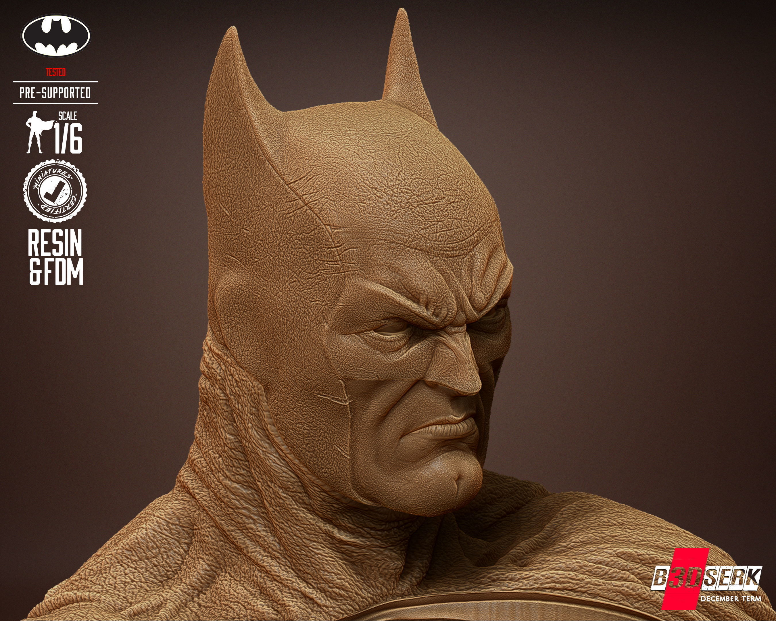 B3DSERK Batman Sculpture Tested for 3D printing 3D print model_15