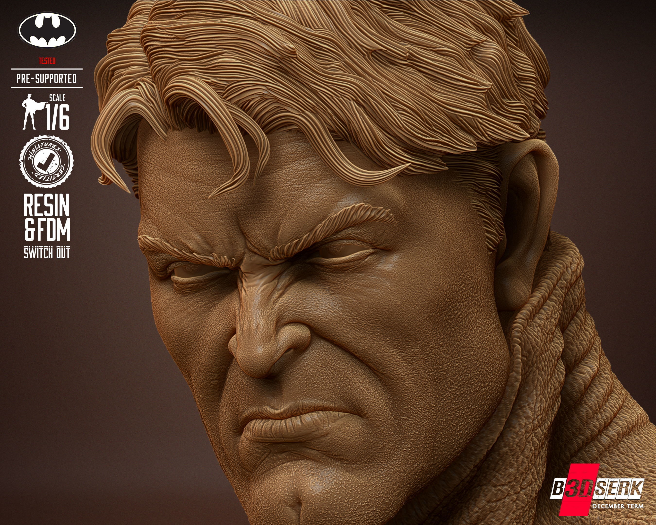 B3DSERK Batman Sculpture Tested for 3D printing 3D print model_19