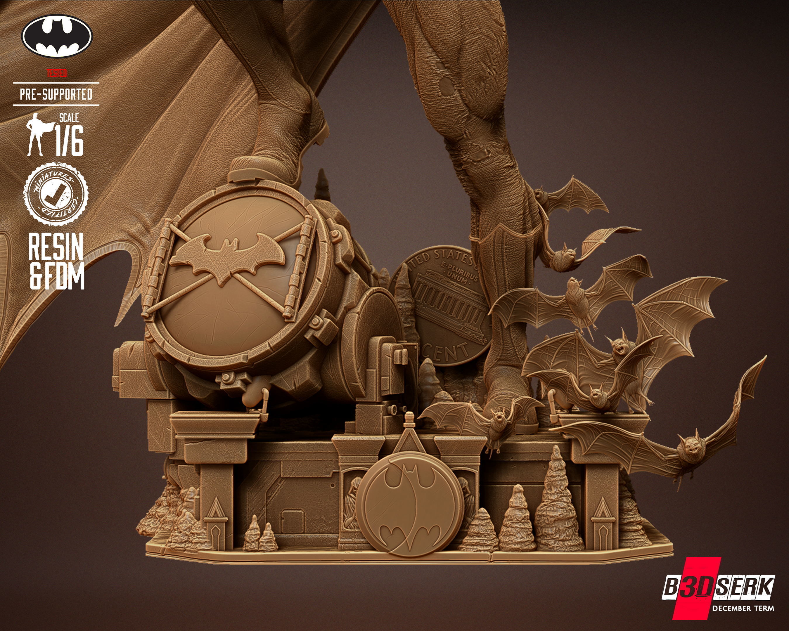 B3DSERK Batman Sculpture Tested for 3D printing 3D print model_11