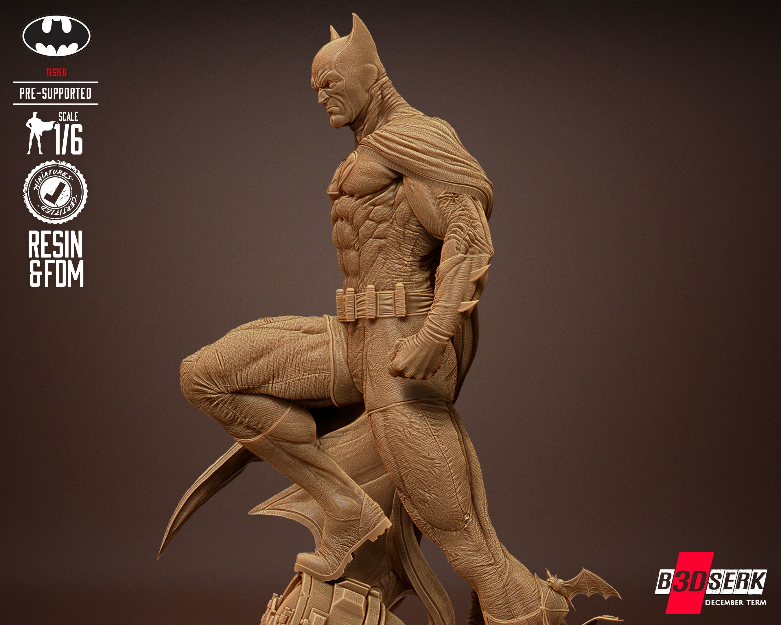 B3DSERK Batman Sculpture Tested for 3D printing 3D print model_7