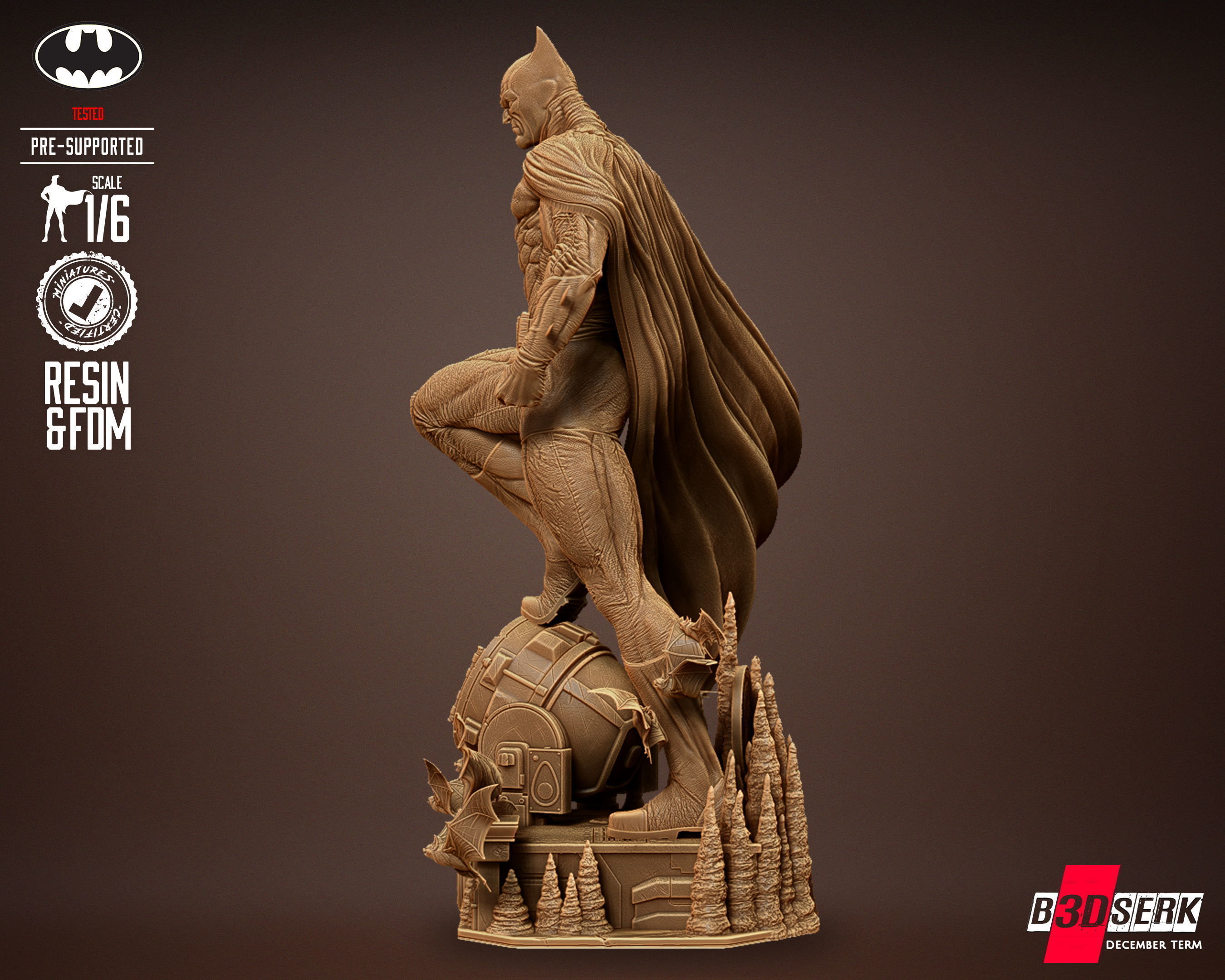 B3DSERK Batman Sculpture Tested for 3D printing 3D print model_35