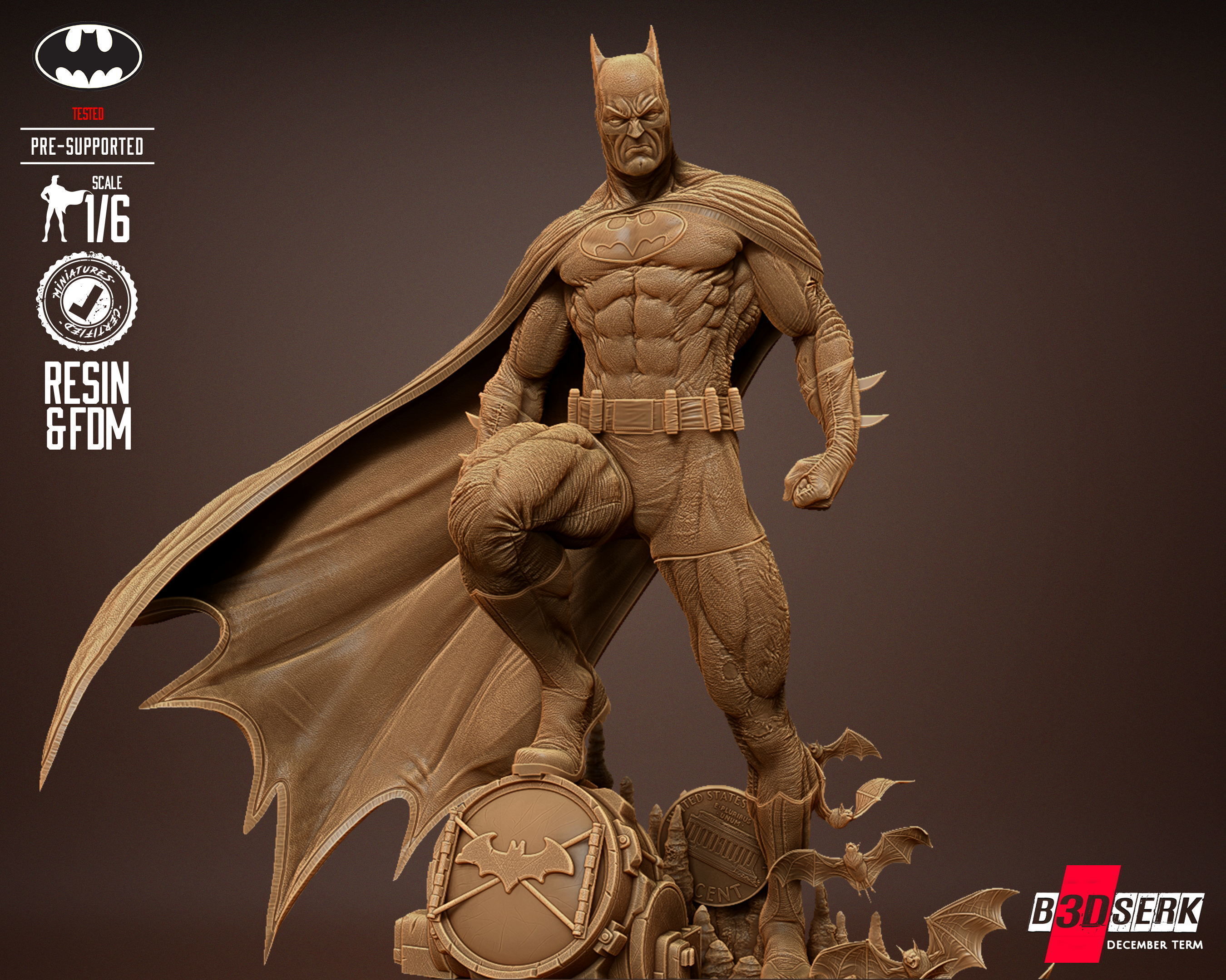 B3DSERK Batman Sculpture Tested for 3D printing 3D print model_8