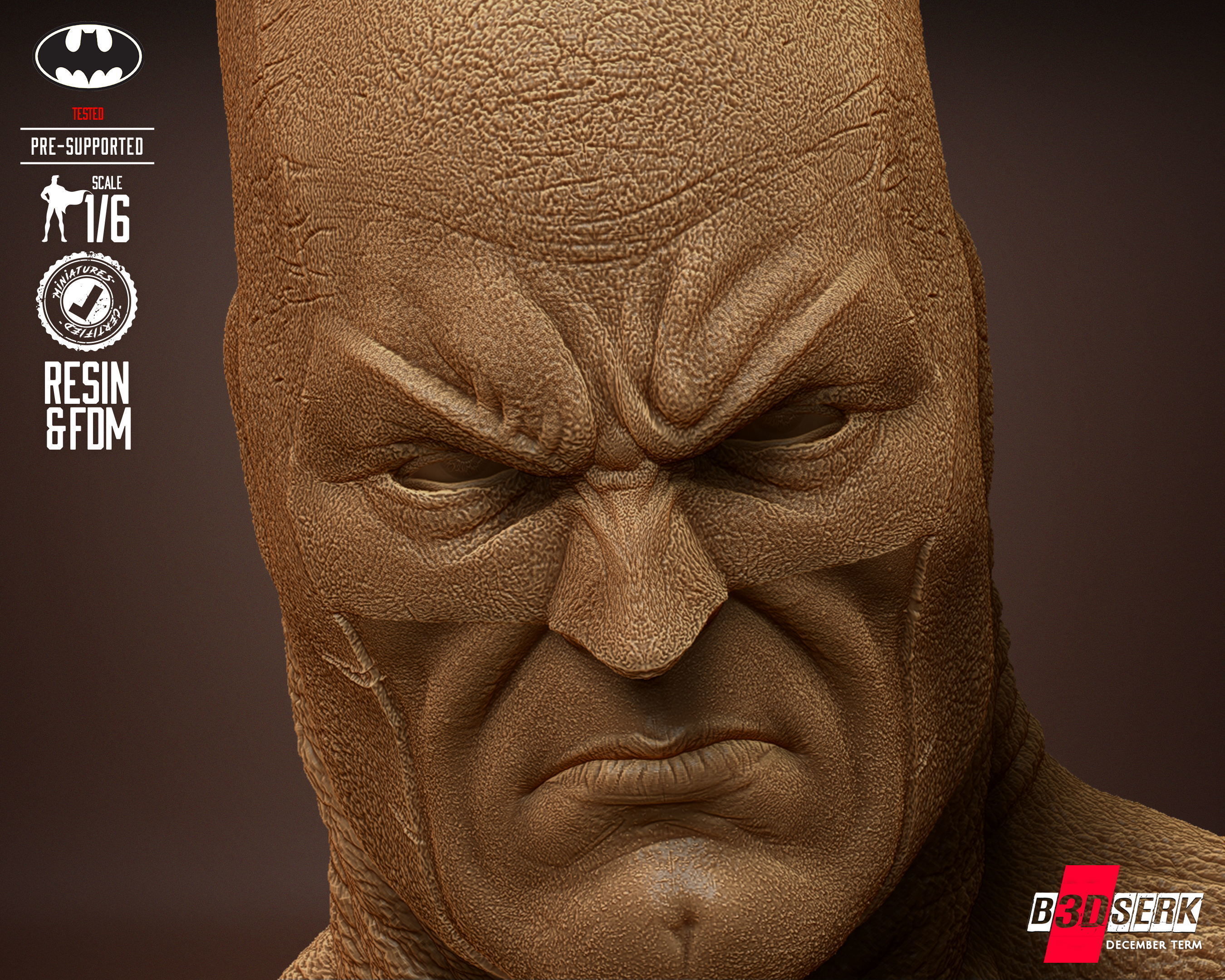 B3DSERK Batman Sculpture Tested for 3D printing 3D print model_18