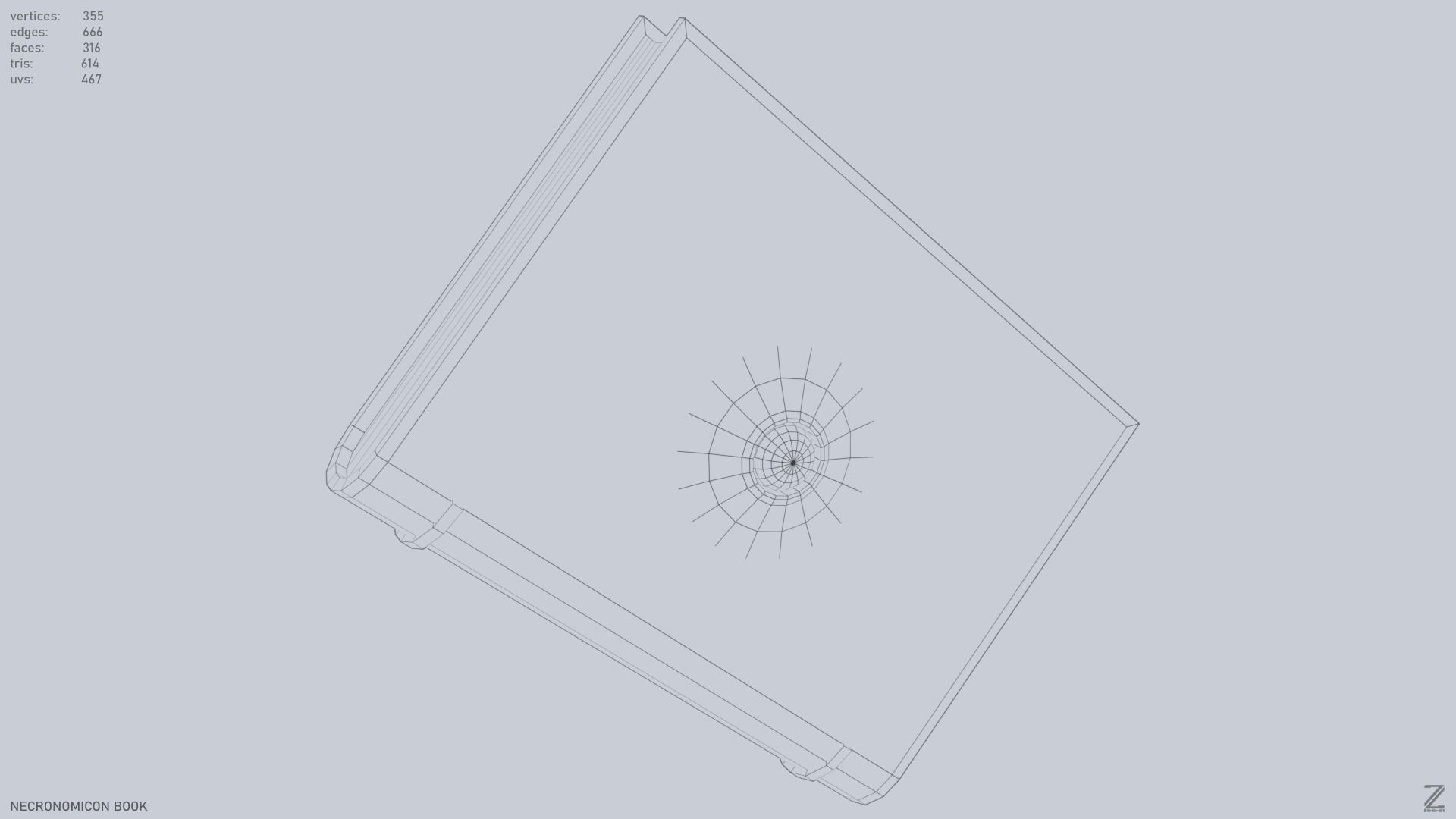 Necronomicon book Low-poly 3D model_11