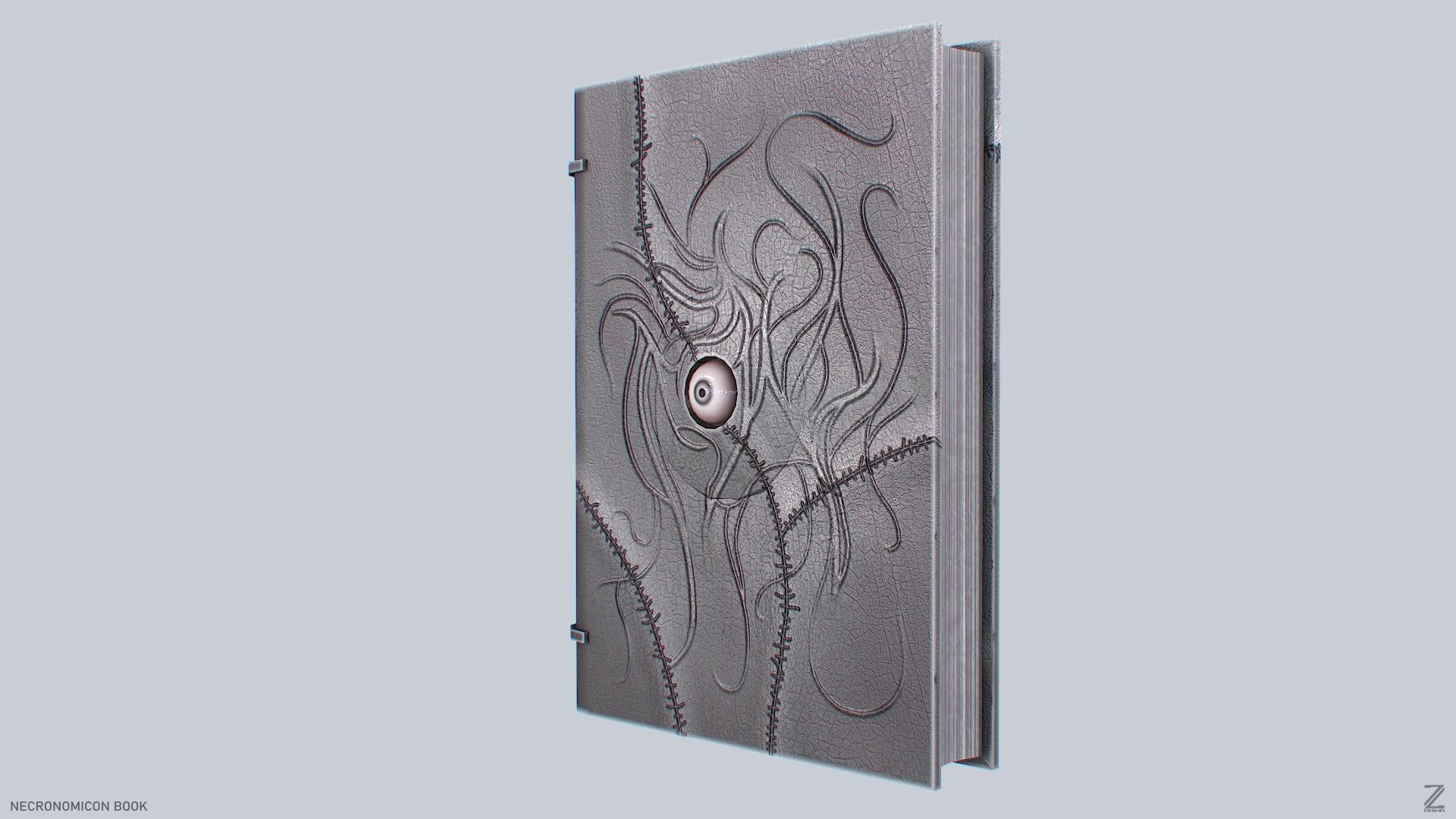 Necronomicon book Low-poly 3D model_3