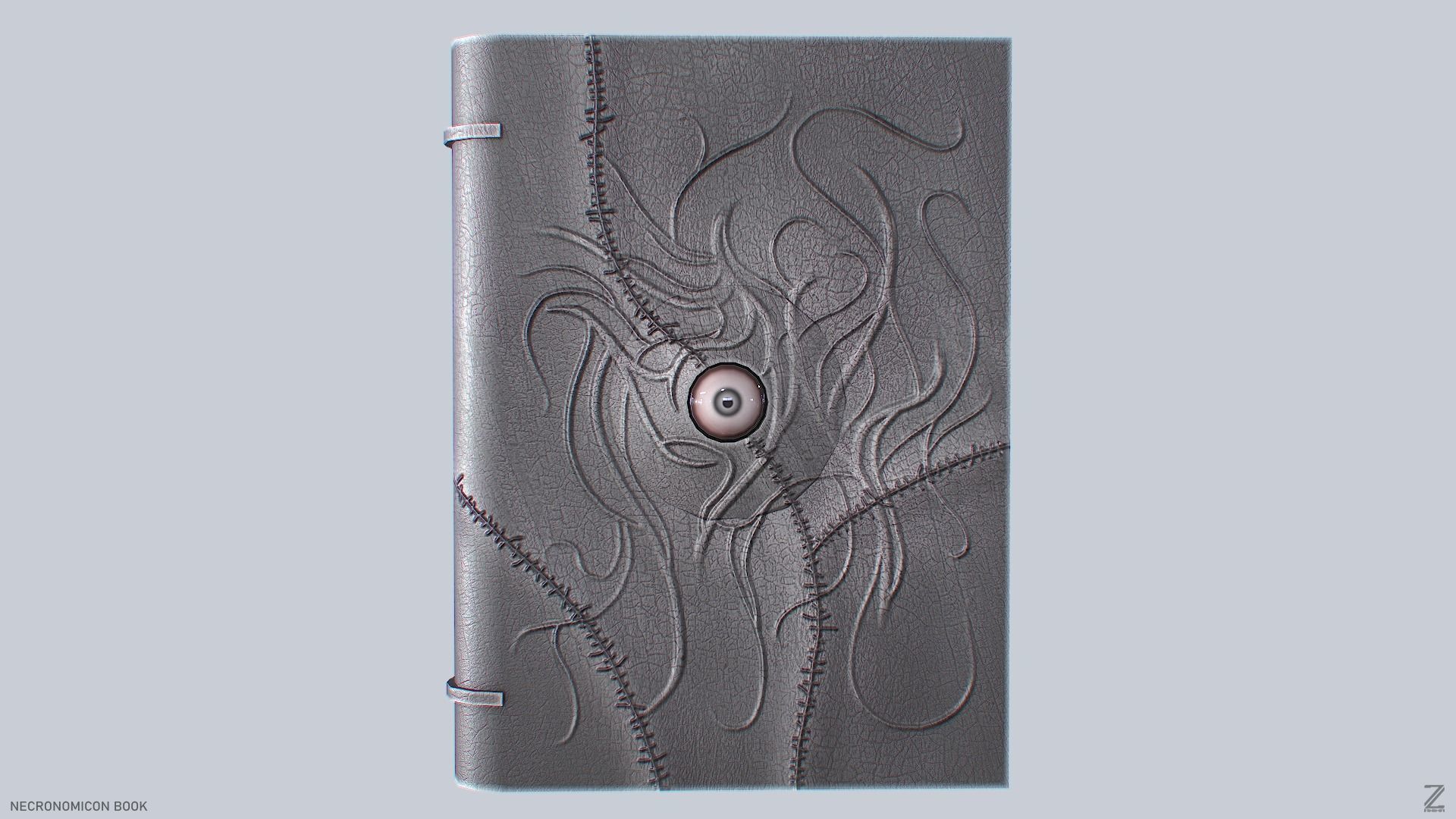 Necronomicon book Low-poly 3D model_1