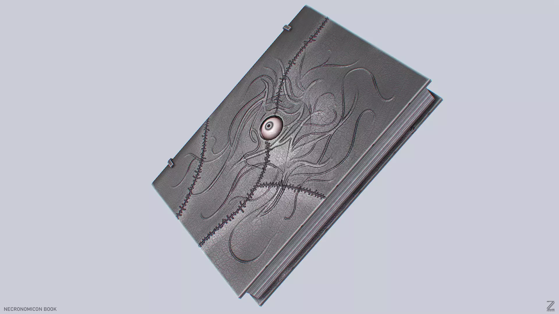 Necronomicon book Low-poly 3D model_0