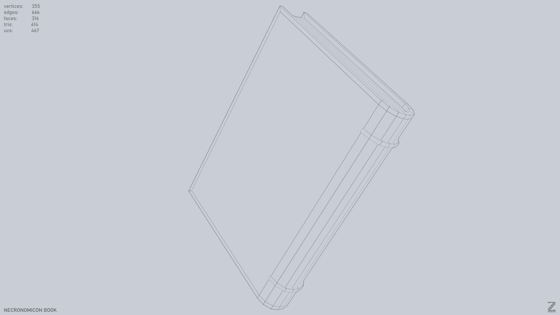 Necronomicon book Low-poly 3D model_13