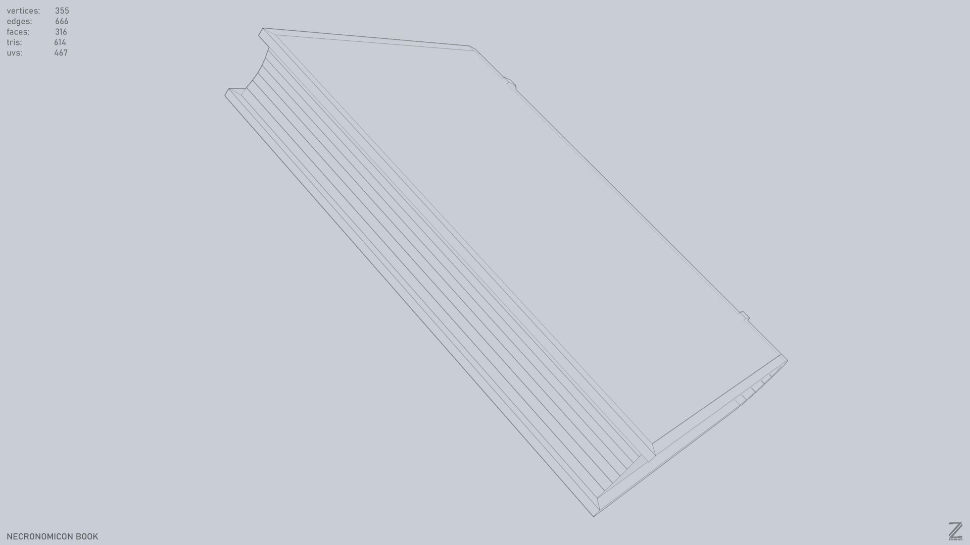 Necronomicon book Low-poly 3D model_14