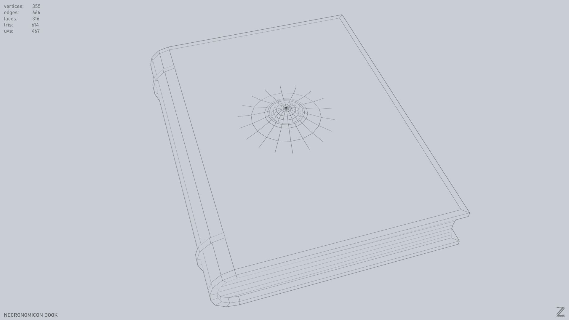 Necronomicon book Low-poly 3D model_12