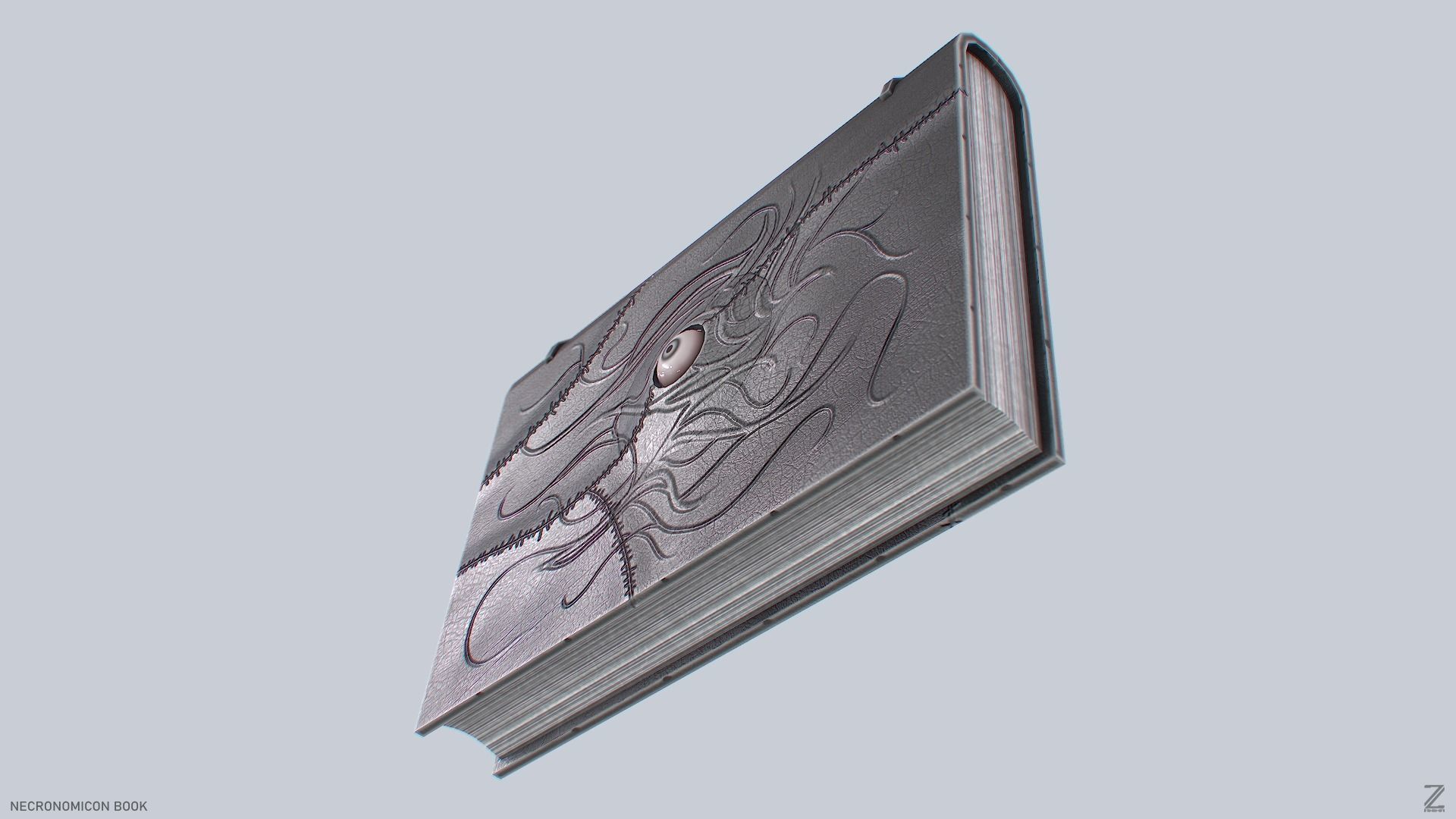 Necronomicon book Low-poly 3D model_4
