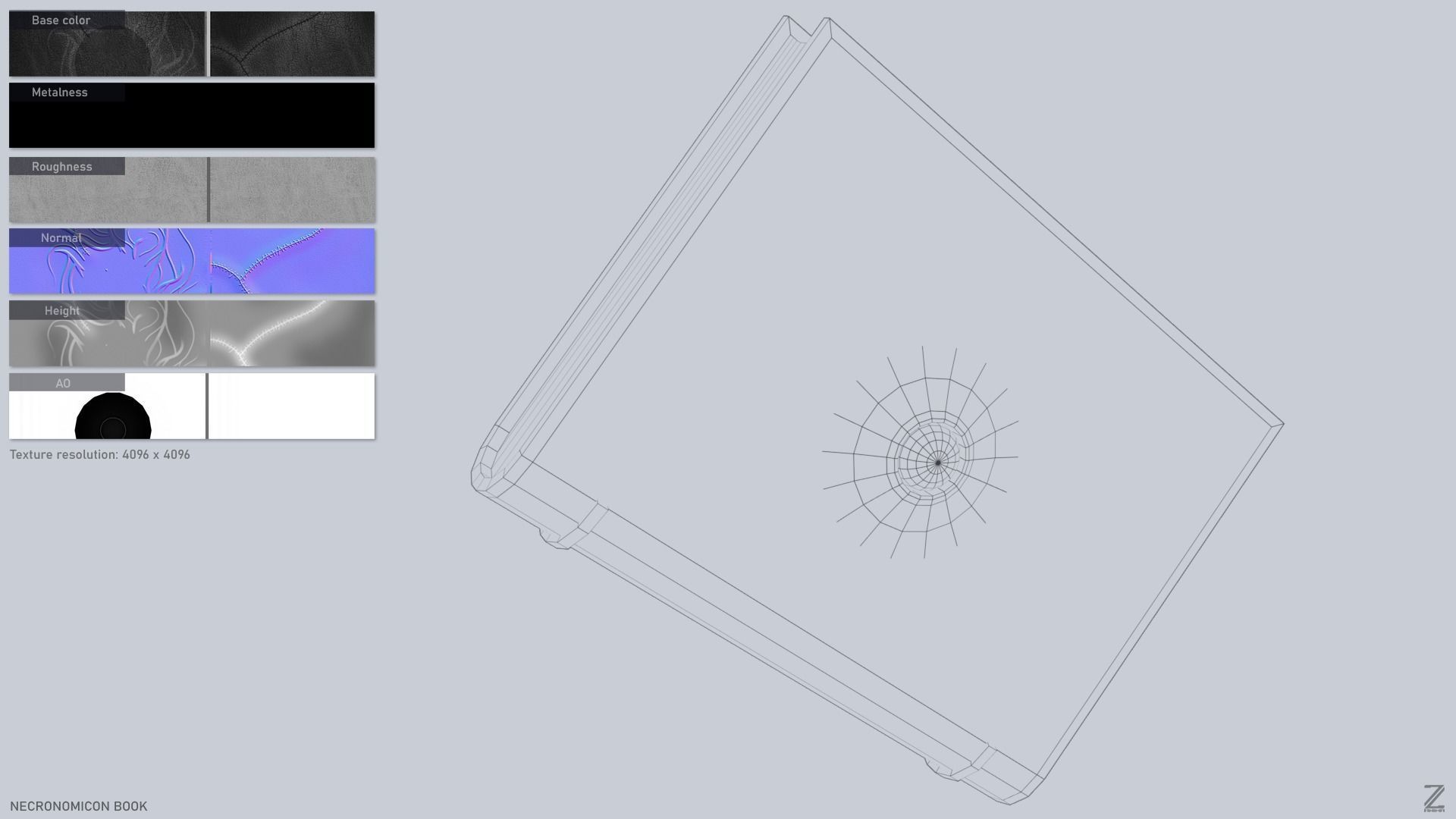 Necronomicon book Low-poly 3D model_2