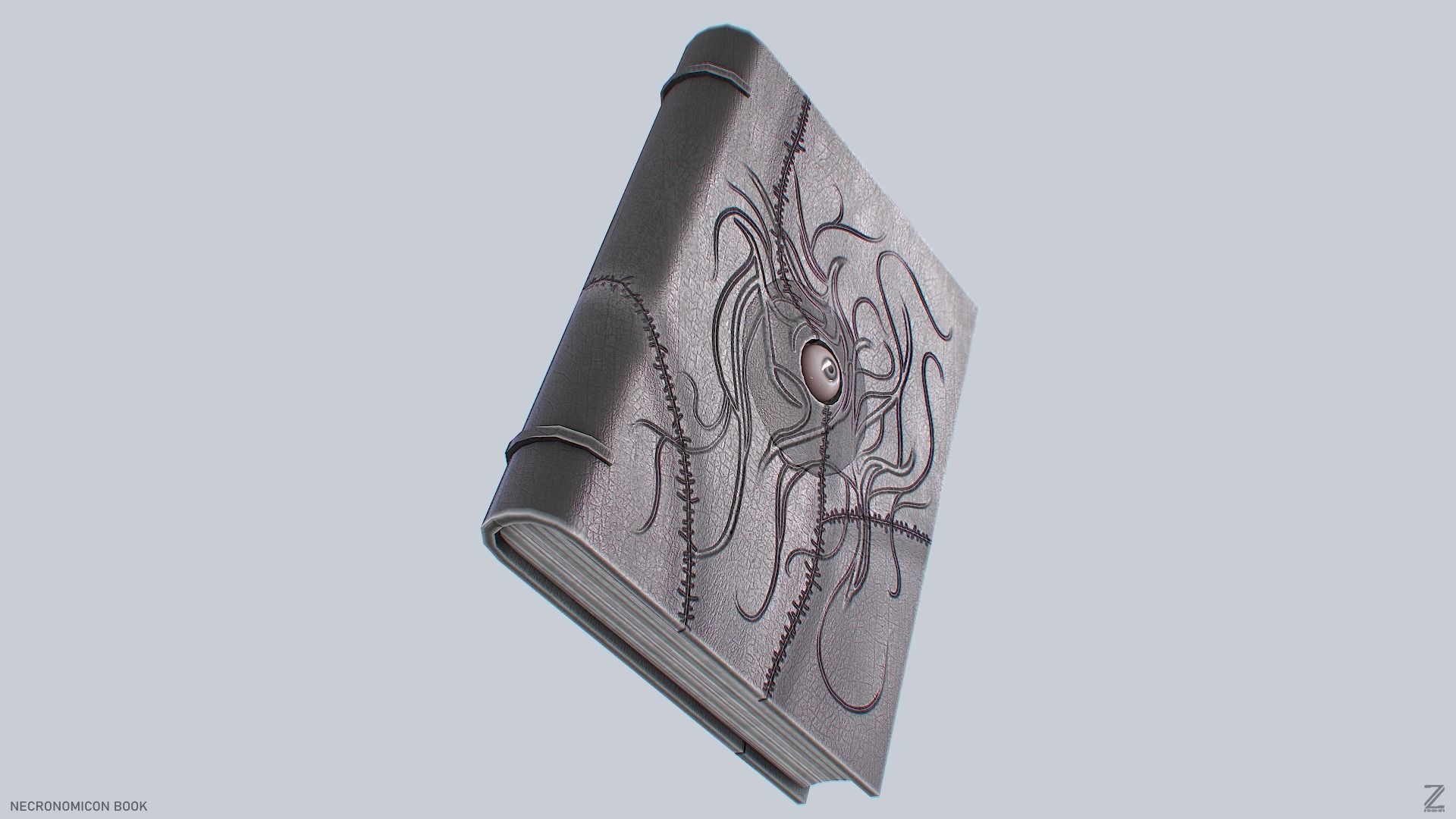 Necronomicon book Low-poly 3D model_6