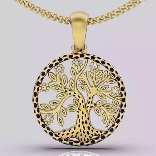 Tree  pendant silver gold printable jewelry 3D model