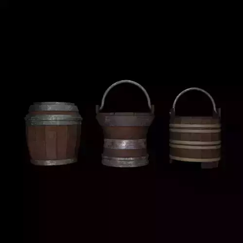 wood barrel  Low-poly 3D model