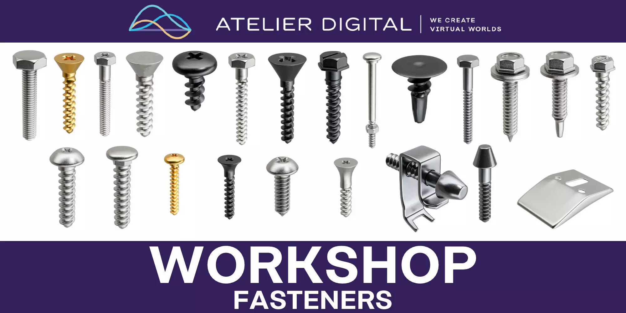 Fasteners Bolts Screws Set 3D model_0