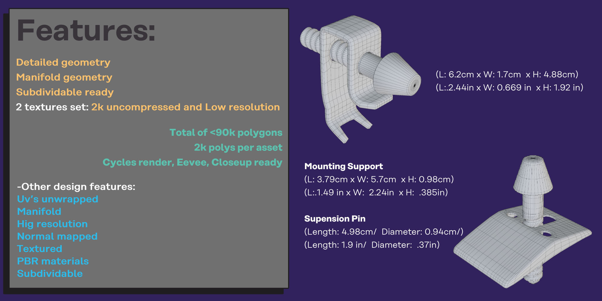 Fasteners Bolts Screws Set 3D model_2