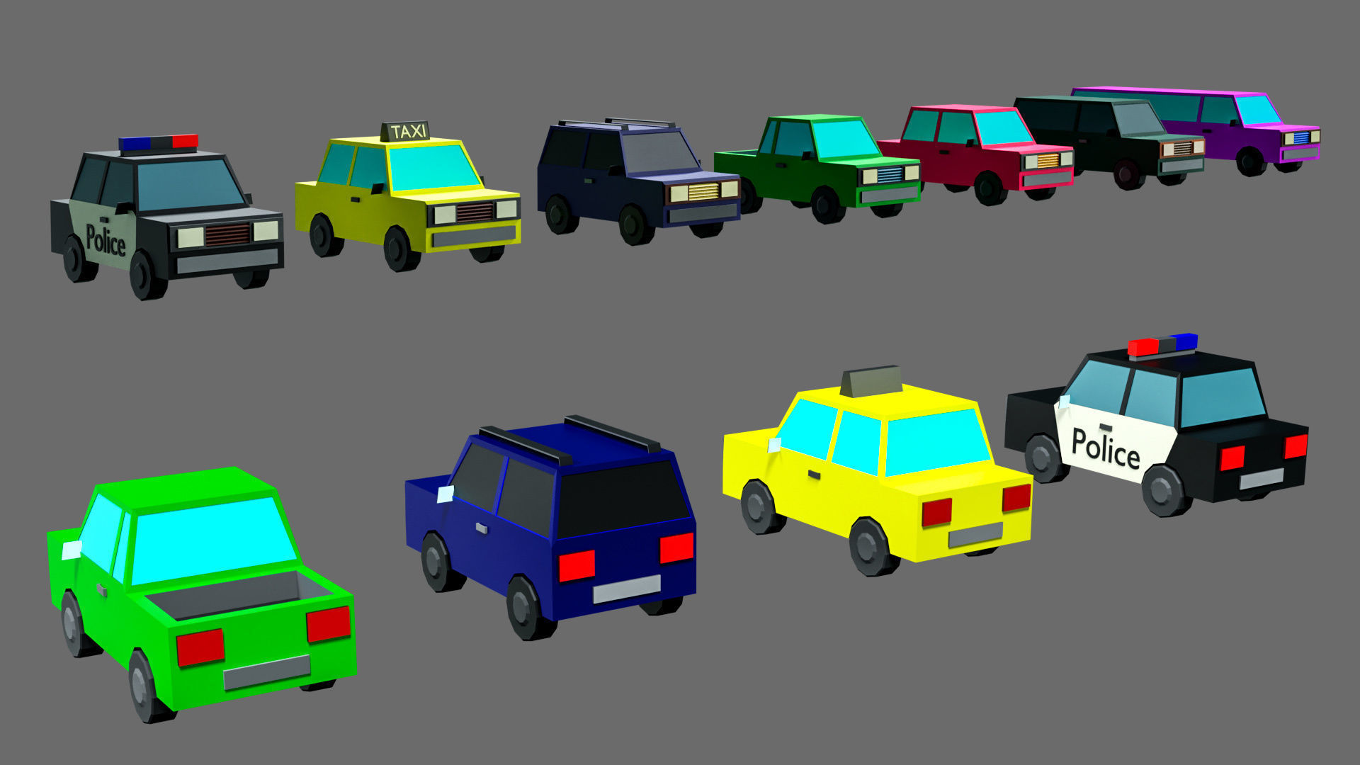 low poly cars Free low-poly 3D model_8