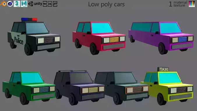 low poly cars Free low-poly 3D model