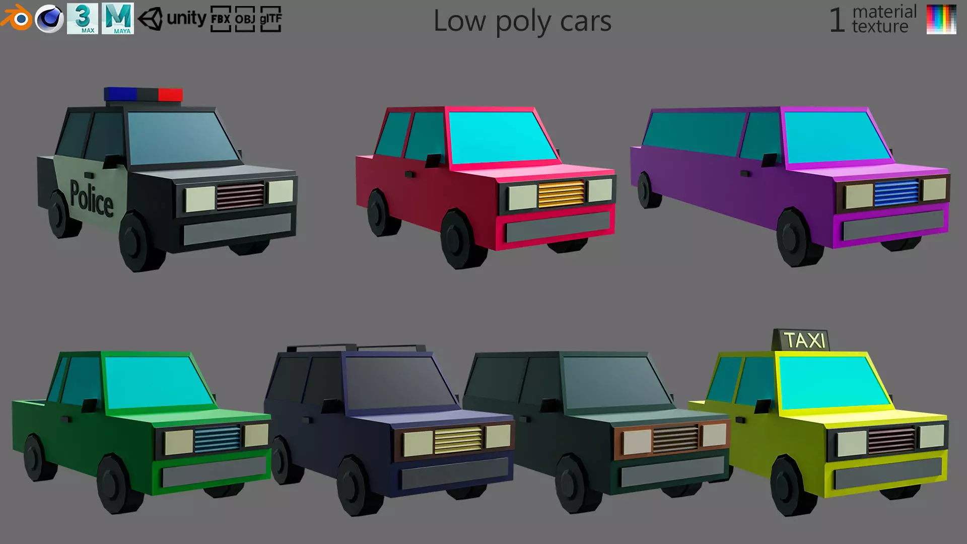 low poly cars Free low-poly 3D model_0