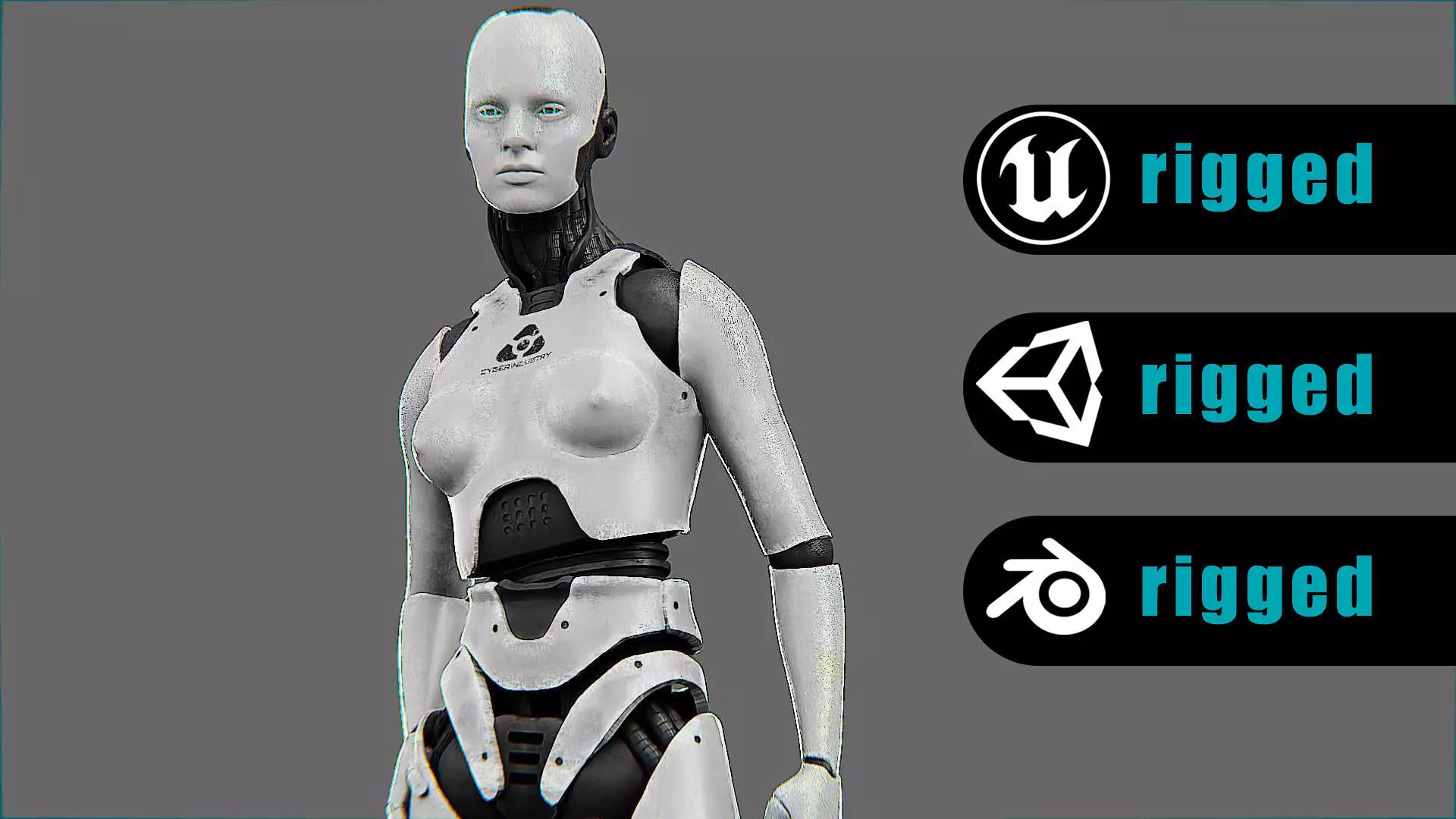 META HUMAN BOT-B Rigged for Unreal Engine - Unity - MIXAMO  3D model_0