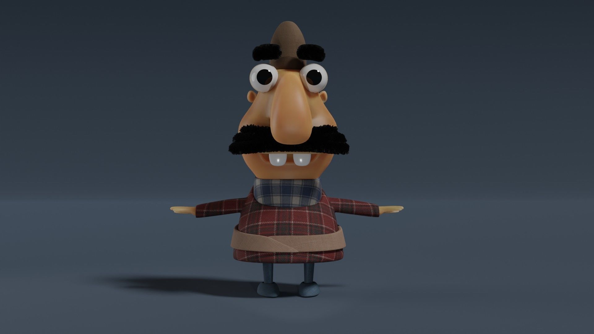 Man cartoon character for animation in blender Low-poly 3D model_3