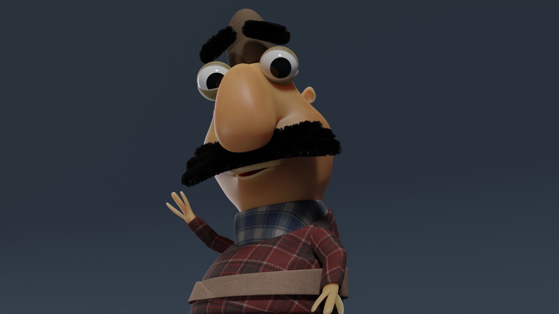 Man cartoon character for animation in blender Low-poly 3D model_1