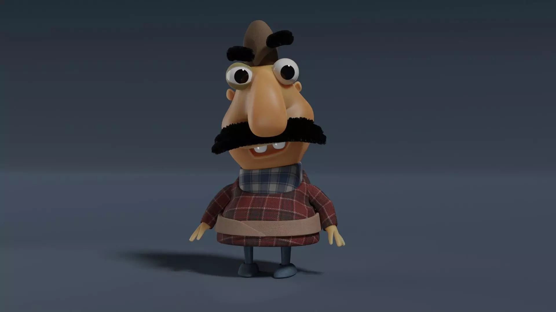 Man cartoon character for animation in blender Low-poly 3D model_0