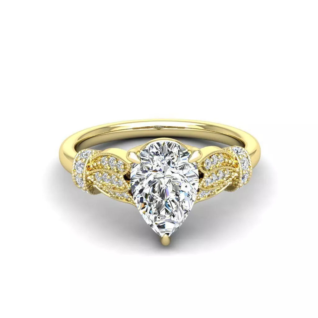 Engagement ring Tina pear 3D print model