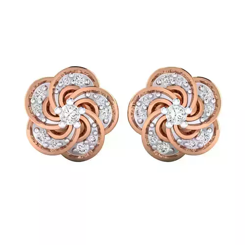 Flower High Jewelry Diamond Earrings 3dm stl renders details