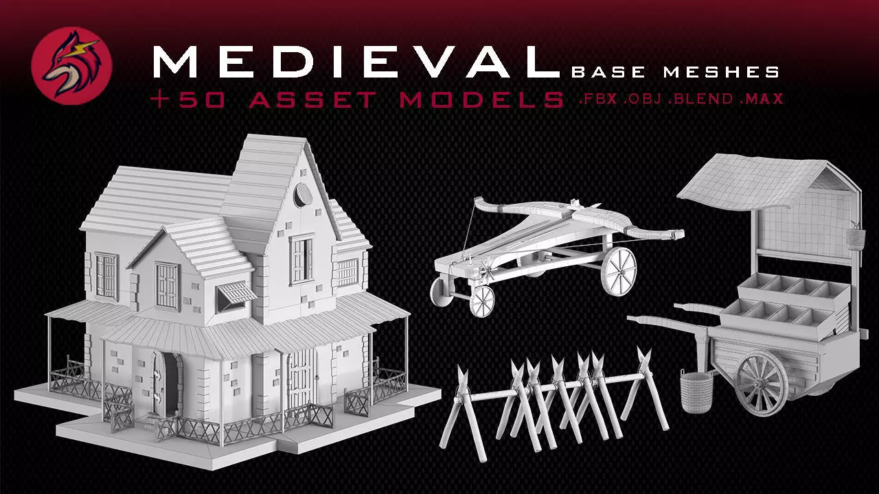 Medieval asset Low-poly 3D model
